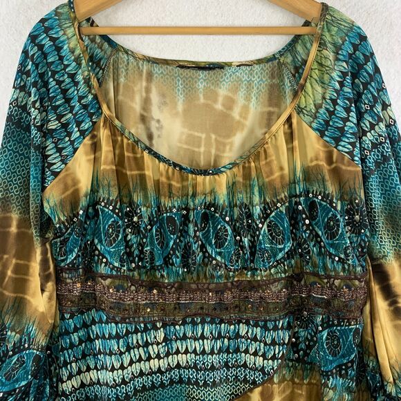 Womens Y2K Babydoll Top Sz XL Fairy Grunge Tiered Ruffle Lace Sequin Boho Office - Picture 4 of 11